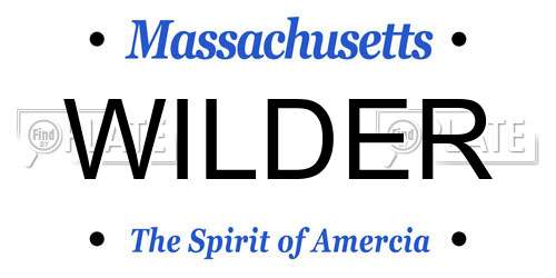 WILDER Massachusetts License Plate