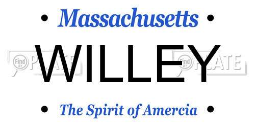 WILLEY Massachusetts License Plate