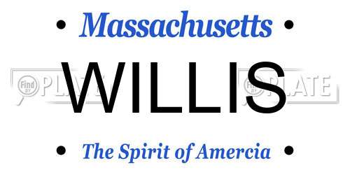WILLIS Massachusetts License Plate