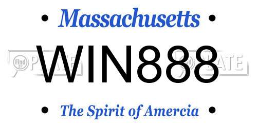 WIN888 Massachusetts License Plate