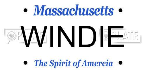 WINDIE Massachusetts License Plate
