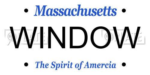 WINDOW Massachusetts License Plate