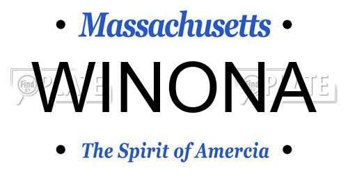 WINONA Massachusetts License Plate