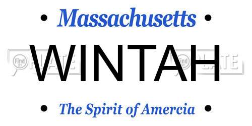WINTAH Massachusetts License Plate