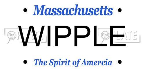 WIPPLE Massachusetts License Plate