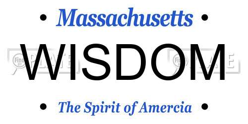 WISDOM Massachusetts License Plate