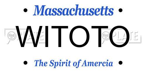 WITOTO Massachusetts License Plate