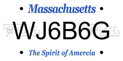 WJ6B6G Massachusetts License Plate
