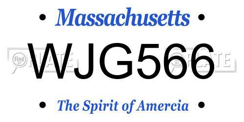 WJG566 Massachusetts License Plate