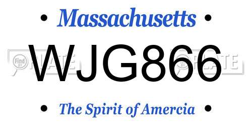WJG866 Massachusetts License Plate
