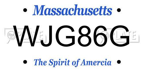 WJG86G Massachusetts License Plate