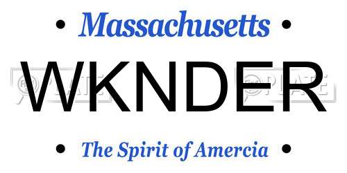 WKNDER Massachusetts License Plate