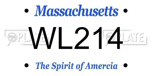 WL214 Massachusetts License Plate