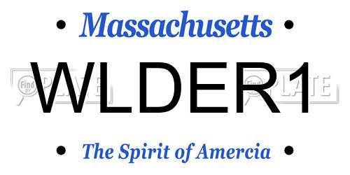 WLDER1 Massachusetts License Plate