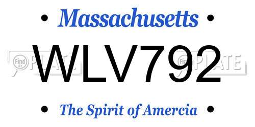 WLV792 Massachusetts License Plate