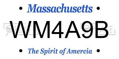 WM4A9B Massachusetts License Plate