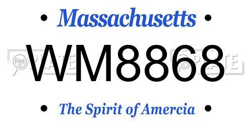 WM8868 Massachusetts License Plate