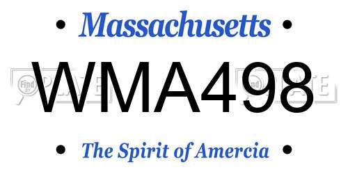 WMA498 Massachusetts License Plate