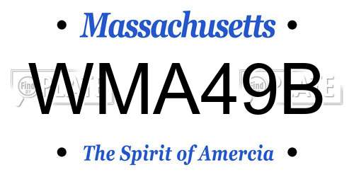 WMA49B Massachusetts License Plate