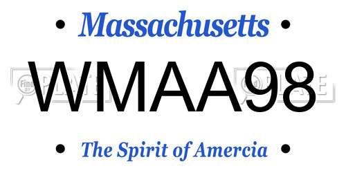 WMAA98 Massachusetts License Plate