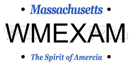 WMEXAM Massachusetts License Plate
