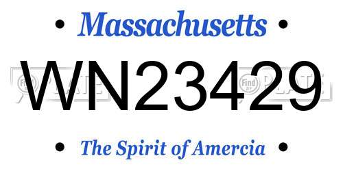 WN23429 Massachusetts License Plate