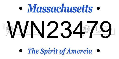 WN23479 Massachusetts License Plate
