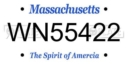 WN55422 Massachusetts License Plate