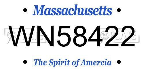 WN58422 Massachusetts License Plate