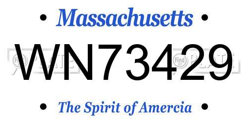 WN73429 Massachusetts License Plate