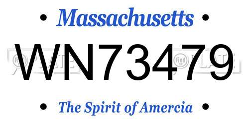 WN73479 Massachusetts License Plate