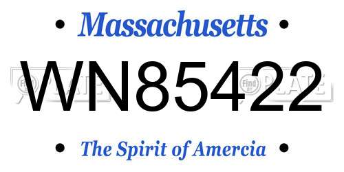 WN85422 Massachusetts License Plate