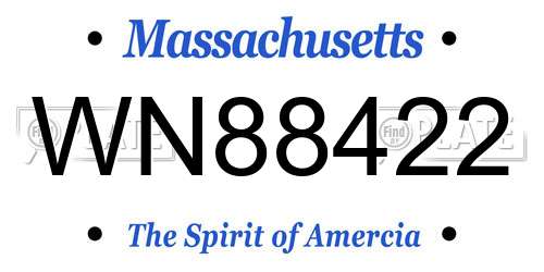 WN88422 Massachusetts License Plate