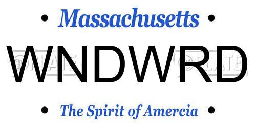 WNDWRD Massachusetts License Plate
