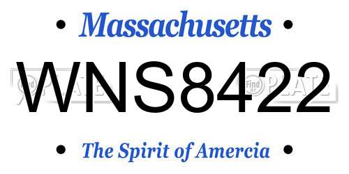 WNS8422 Massachusetts License Plate