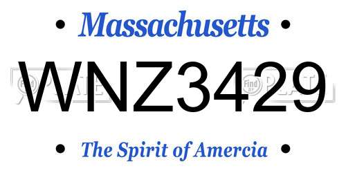 WNZ3429 Massachusetts License Plate