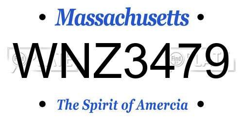 WNZ3479 Massachusetts License Plate