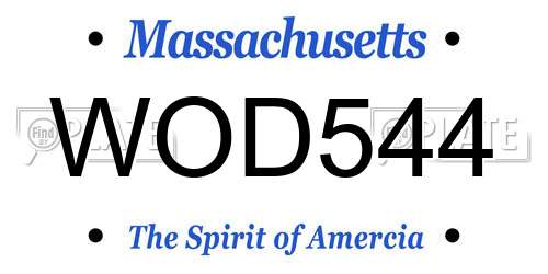 WOD544 Massachusetts License Plate