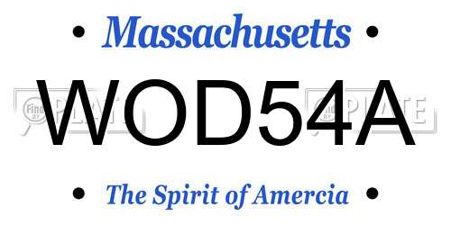 WOD54A Massachusetts License Plate
