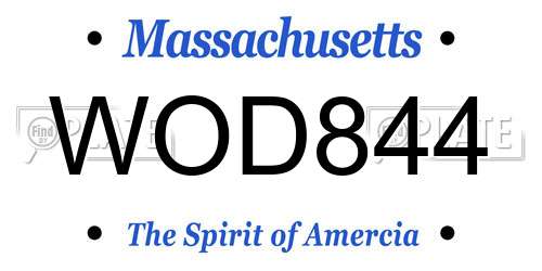 WOD844 Massachusetts License Plate