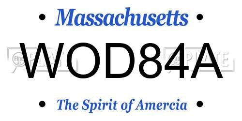 WOD84A Massachusetts License Plate