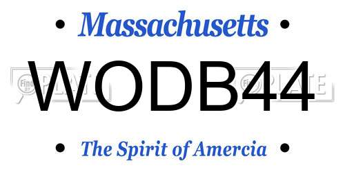 WODB44 Massachusetts License Plate