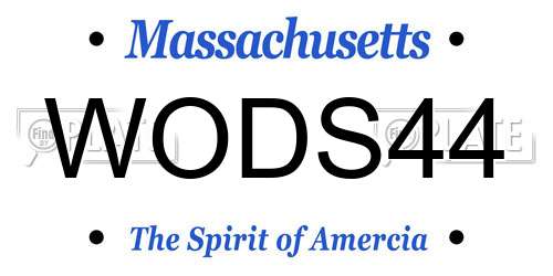 WODS44 Massachusetts License Plate