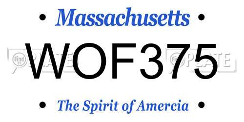 WOF375 Massachusetts License Plate