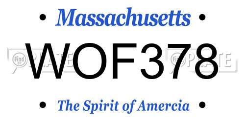 WOF378 Massachusetts License Plate