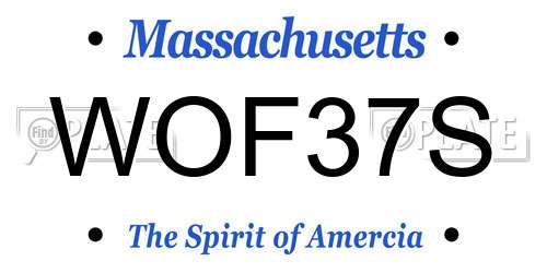 WOF37S Massachusetts License Plate