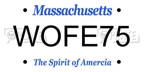 WOFE75 Massachusetts License Plate