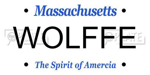 WOLFFE Massachusetts License Plate