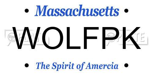 WOLFPK Massachusetts License Plate