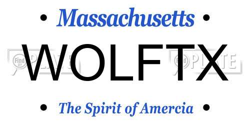 WOLFTX Massachusetts License Plate